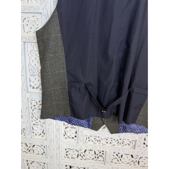NWT House Of Cavani Wool Blend Plaid Vest Waistcoat Sz 50 Preppy Academia Green - Picture 6 of 8